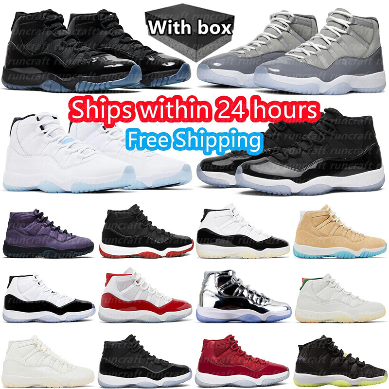 Free Shipping With box Designer Men Women Basketball Shoes 11s Gamma Blue Cool Grey Legend Blue Cherry Concord Cap and Gown Space Jam 11 Sneaker Tra