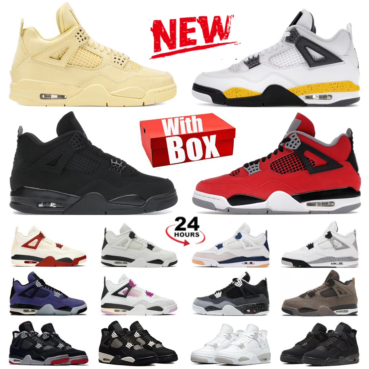 4 4s 2026 Lemonade Tour Chaussures de basket-ball jaunes entraîneur pour hommes Toro Black Cat Flight Club Cave Stone White Cement Bred hommes fe
