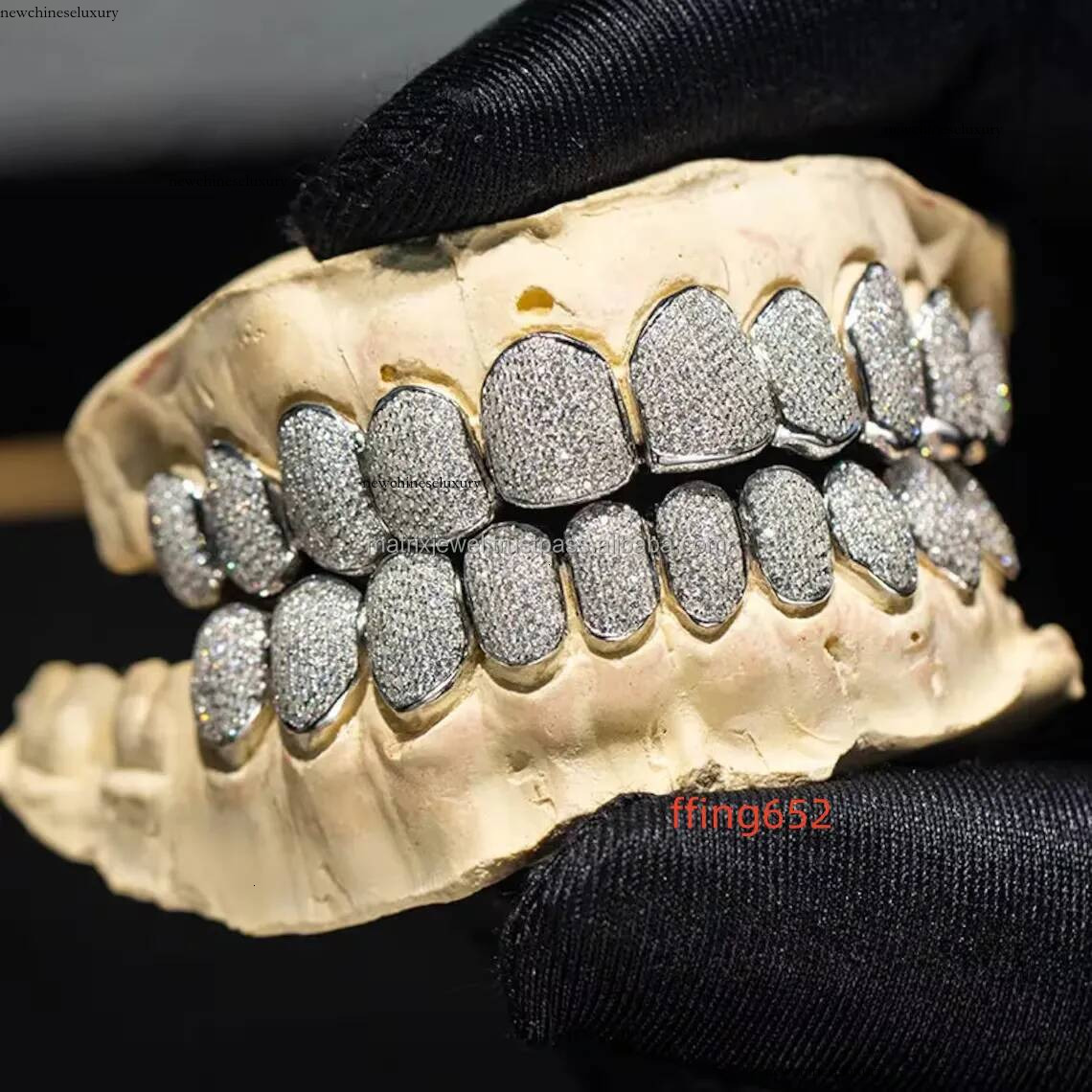 Pass Diamond Tester Round Cut Custom Moissanite Grillz Top 10 Bottom 925 Silver Gold Iced Out Dental Grills for Teeth