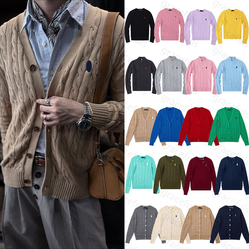 Polo Shirt Mens Designer Polo Shirt Mens Embroidered Sweater Long Sleeved V-neck Vest Pullover Quarter Zipper Winter Warm Sweater
