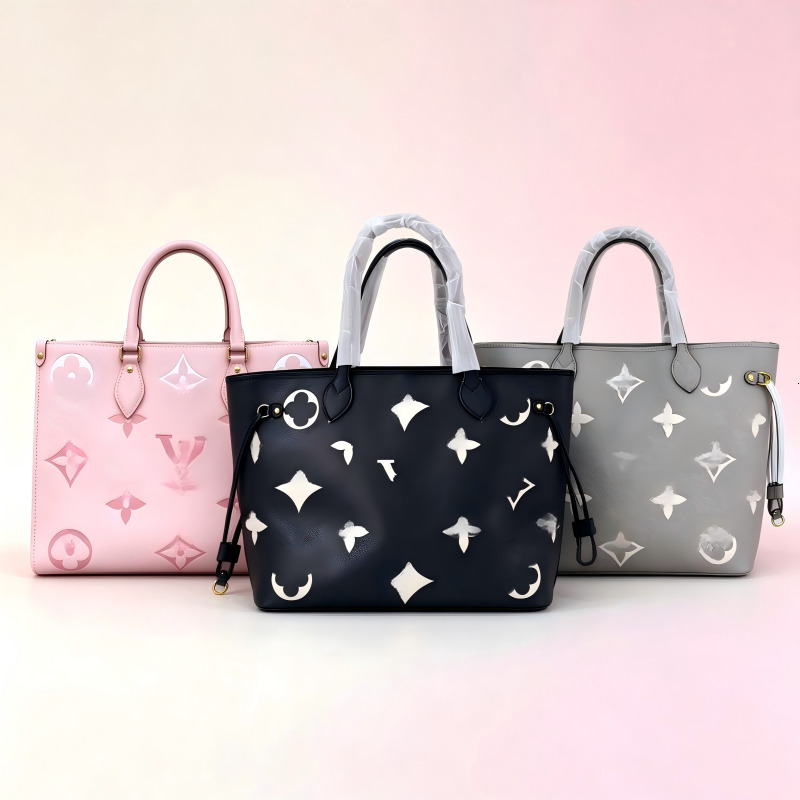 Designer Women's Fashion Pink Monogram Tote Bag Luxury Designer Handbag Elegant Shoulder Purse