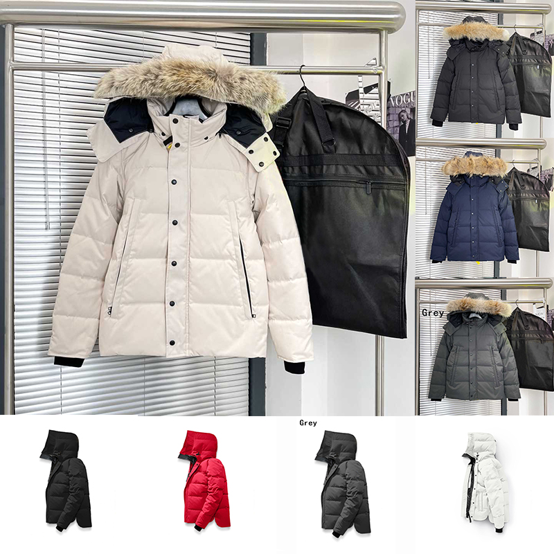 Winter Jacket Designer Mens Puffer Jacket Men Jackets Wyndham Parka Homme Warm Outerwear Wolf Fur Hoodie Mens Coat Hiver Black Badge Jacket