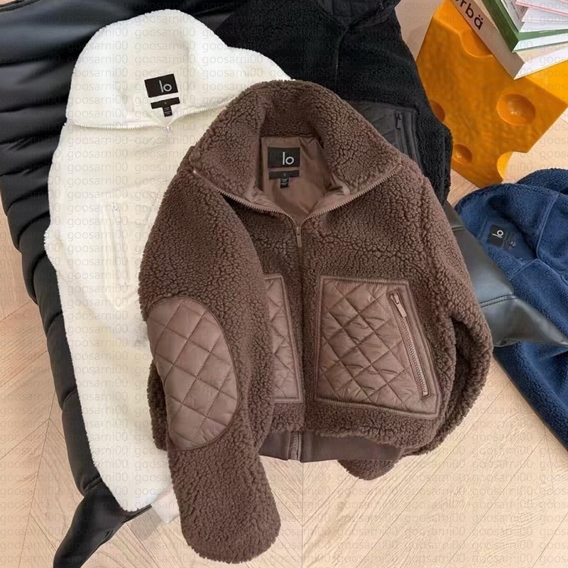 New Coat Alfur Coat Alofleece Womens Aljacket Faux Thick Winter Short Coat Yoga Jacket Designer Jacket Wool Stand-up Collar Warm Outdoor Casual Zipp