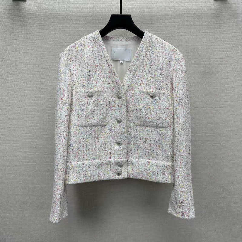designer Women's Jackets Early Spring New Style Small Fragrance Color Dot Starry Sky Sheep Wool Age-Reducing Short Woolen Coat for Women