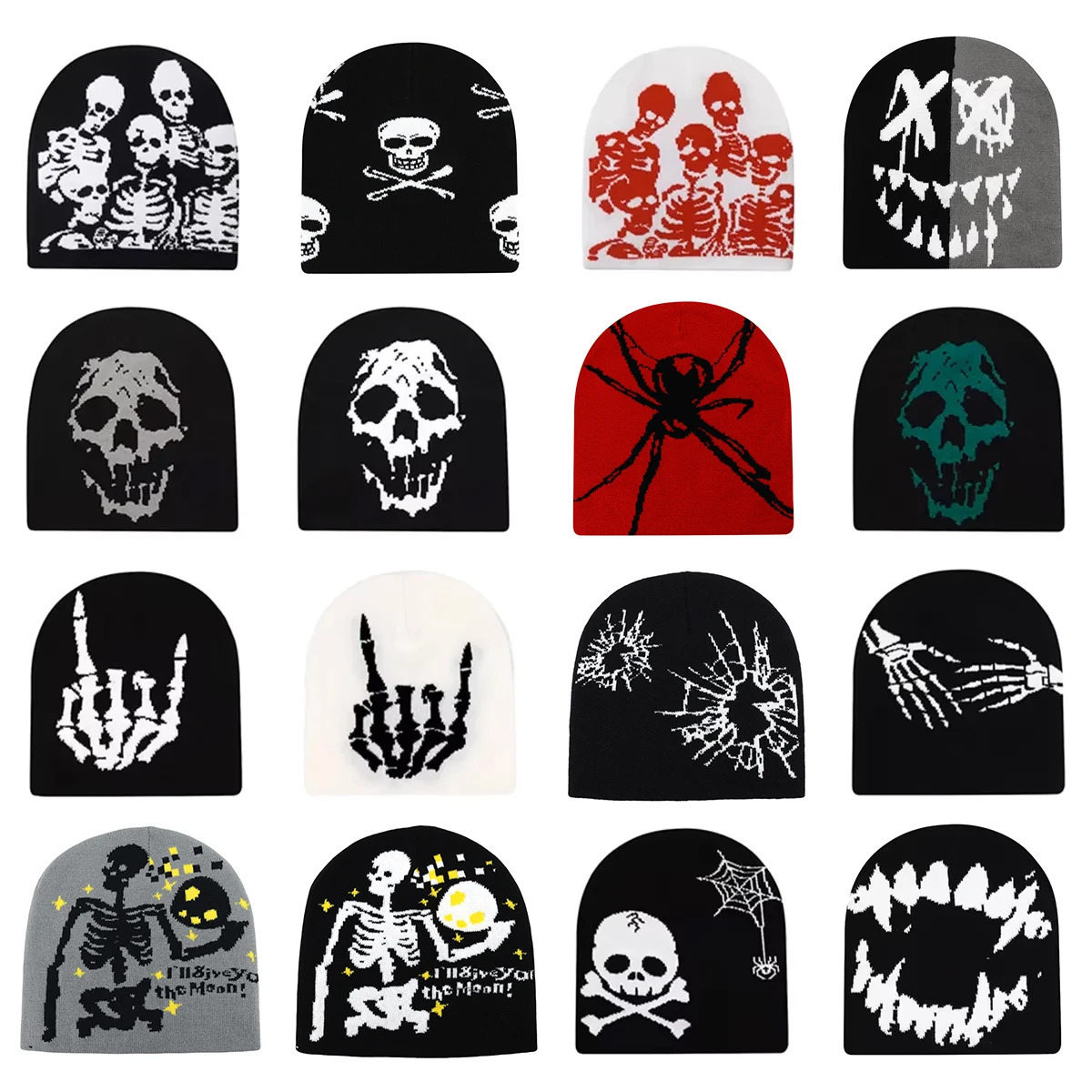 Beanies Fashion Skull Print Y2K Knitted Hats for Women Men Ear Protection Winter Autumn Windproof Keep Warm Gorras Hip Hop Cap260920