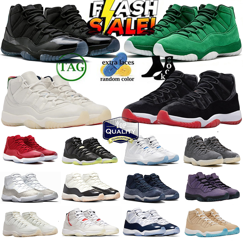 Designer 11 J11 basketbalschoenen heren dames 11s groen scherm glow in the dark gefokt fluweel licht Pimk Napolitaanse Pantone 11s voor heren dames