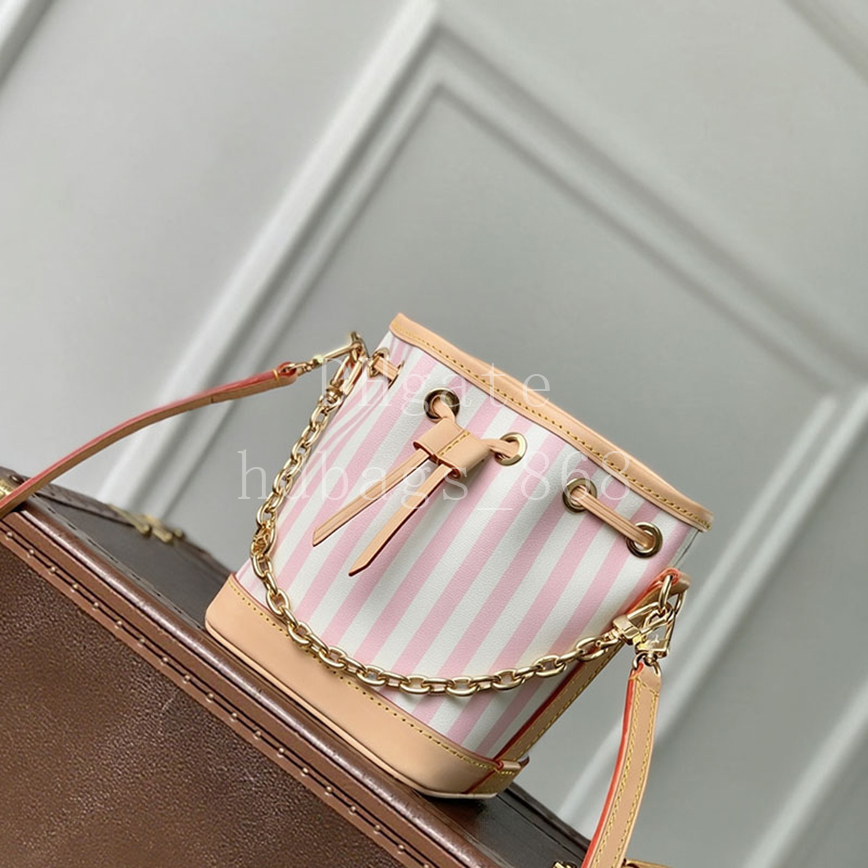 Nano Noe Master quality Designer Shoulder bag Bucket Bag Luxury Genuine Canvas Leather Handbag 16cm with Box LN09D