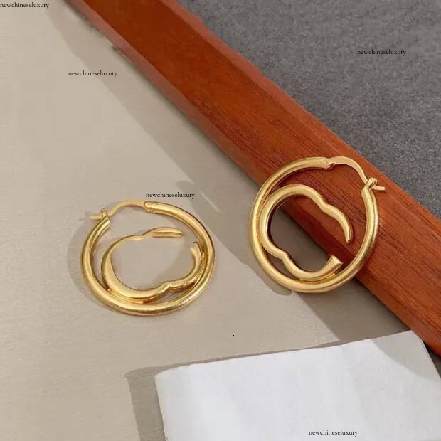 Charme 18k or argent grand cerceau boucles d'oreilles marque de luxe designer double lettre boucles d'oreilles anneau pour dame longues boucles d