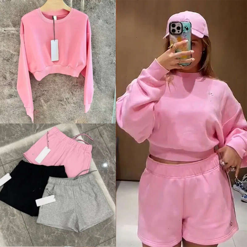 5A Yoga Gym Sweatshirt Pullover Jacket alolynessities Set Casual Fashion Designer 3D Silver Logo alolynessities Sets Women Clothes Jogging Men Short