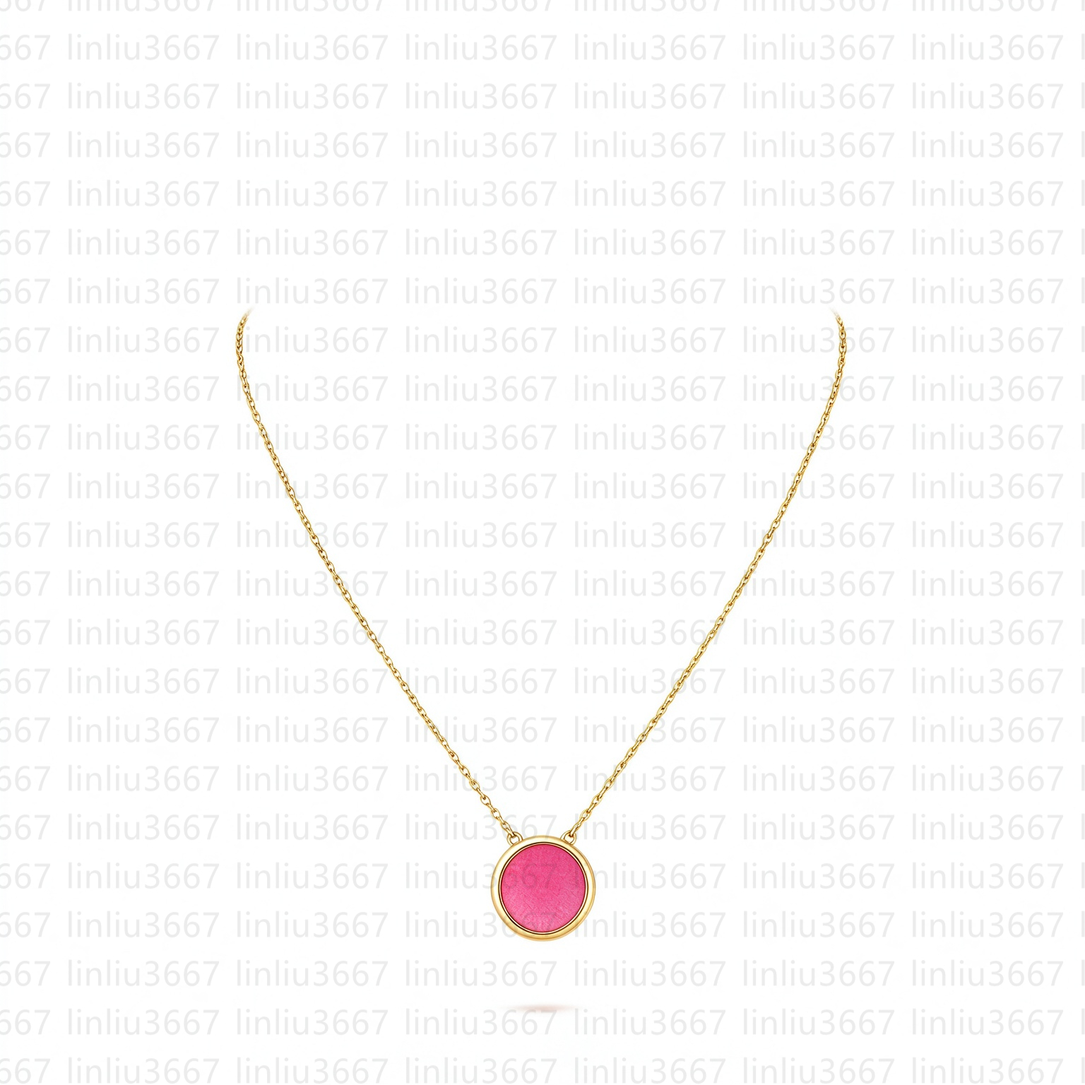 New model medium necklaces pink enamel 24k gold necklace v-gold Gold Plated with box Valentine's Day gift designer necklace for woman Luxury
