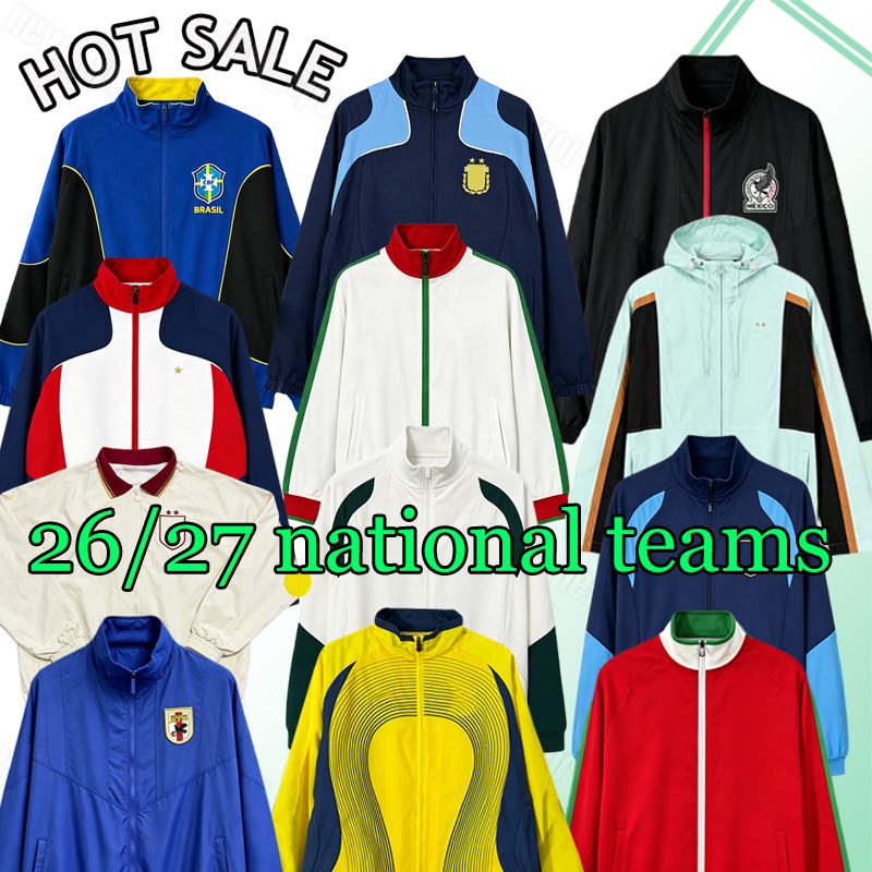 2026 Brésil Mexique Italie France Survêtements de football Sweats à capuche Coupe-vent Vestes à deux faces Corée Japon Espagne Club français Équi