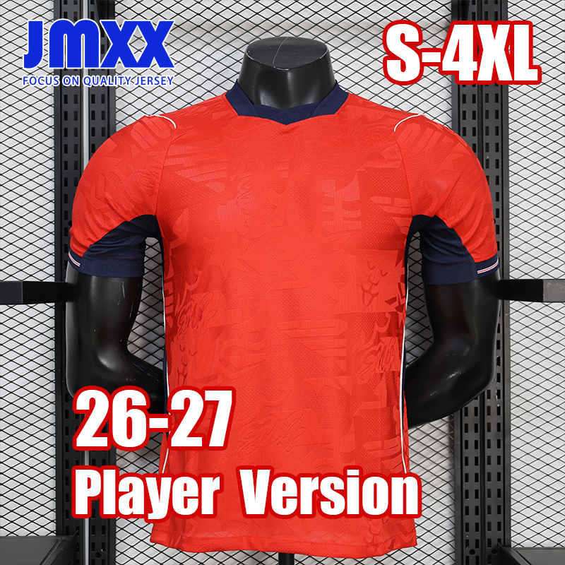 4XL 3XL XXXL JMXX Player Version 26 27 English Soccer Jersey Home Away Red Pre Match Training Styles Mens Jerseys Man Football Shirt 2026 2027