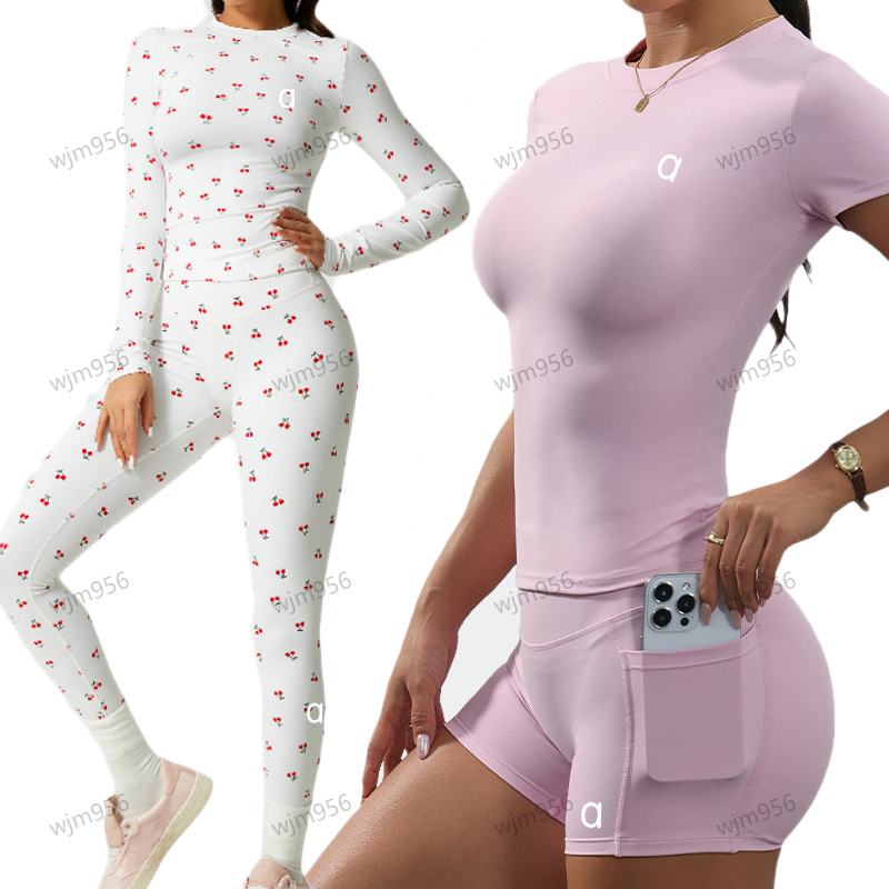 Ensemble de yoga vêtements pour femmes tenue de yoga chemise haut ensembles d'entraînement short de poche latérale survêtement Cew cou Fintness m