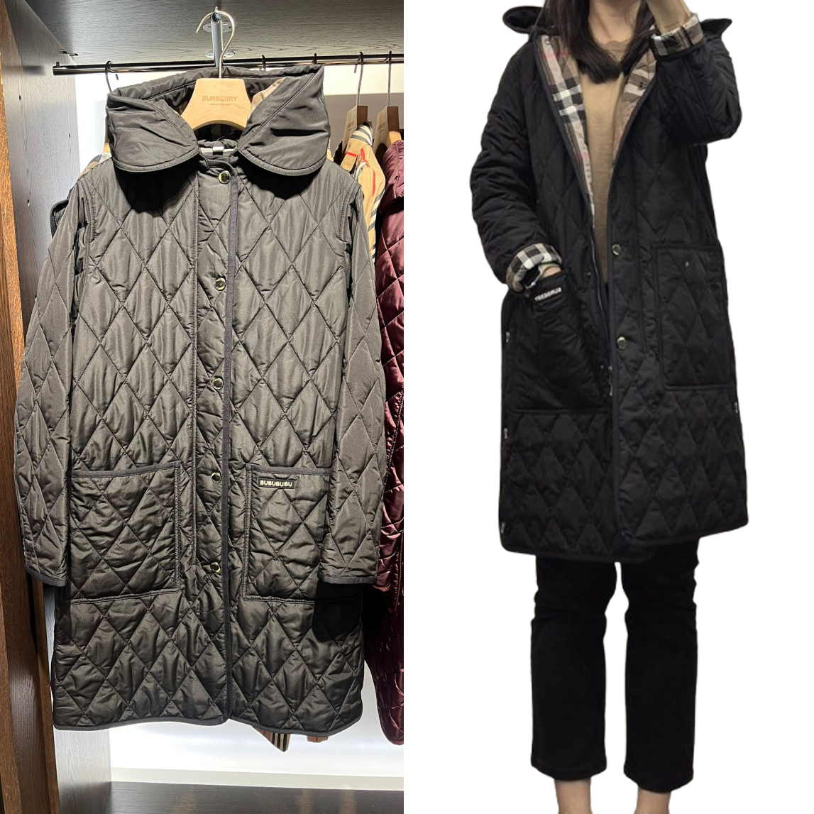 Bur designer women classic long hoodie jacket 2026 top luxury hoodie coat winter parka outerwear