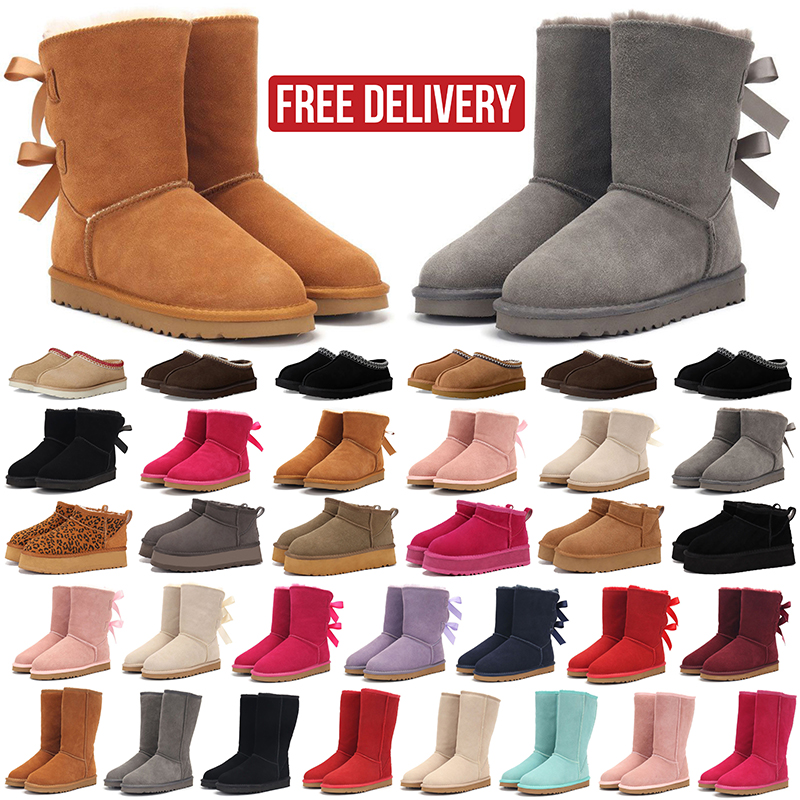 2026 free shipping with box designer slippers d h gate mini tasman classic winter snow fur booties black chestnut ankle girl tazz sneakers slippers