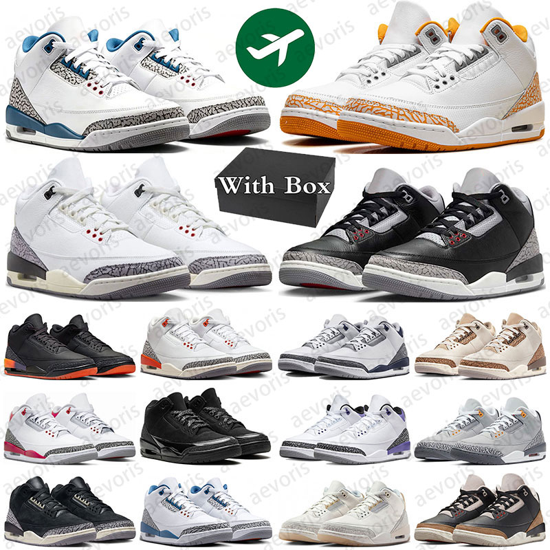 with box 3 3s basketball shoes j3 designer men trainer sneakers White Cement True Blue Fire Red Orange Citrus Sail women sports outdoor shoe