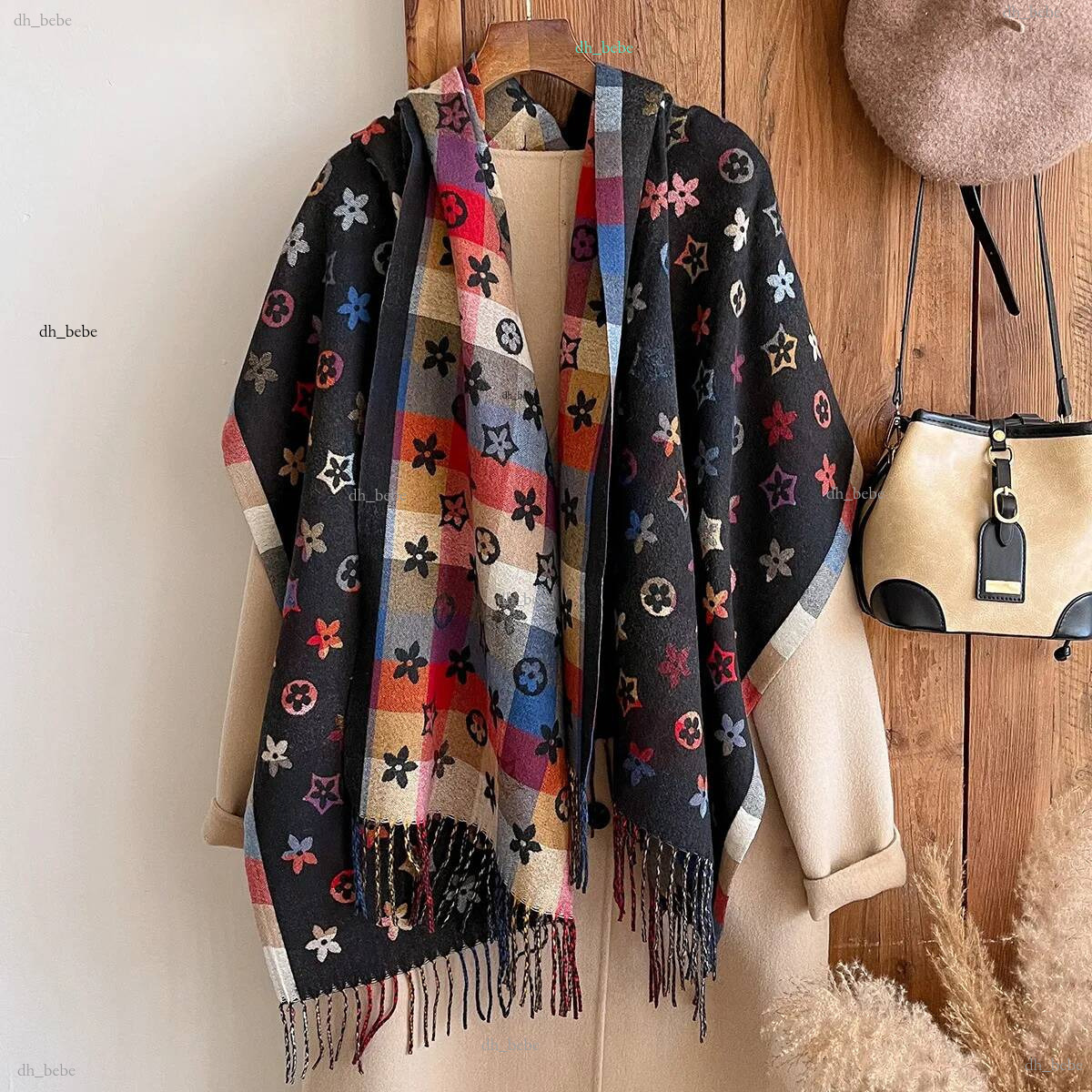 Korean Version Big Brand Five Pointed Star Imitation Cashmere Scarf for Women Autumn and Winter College Style High End Thickened Warm Air Conditi