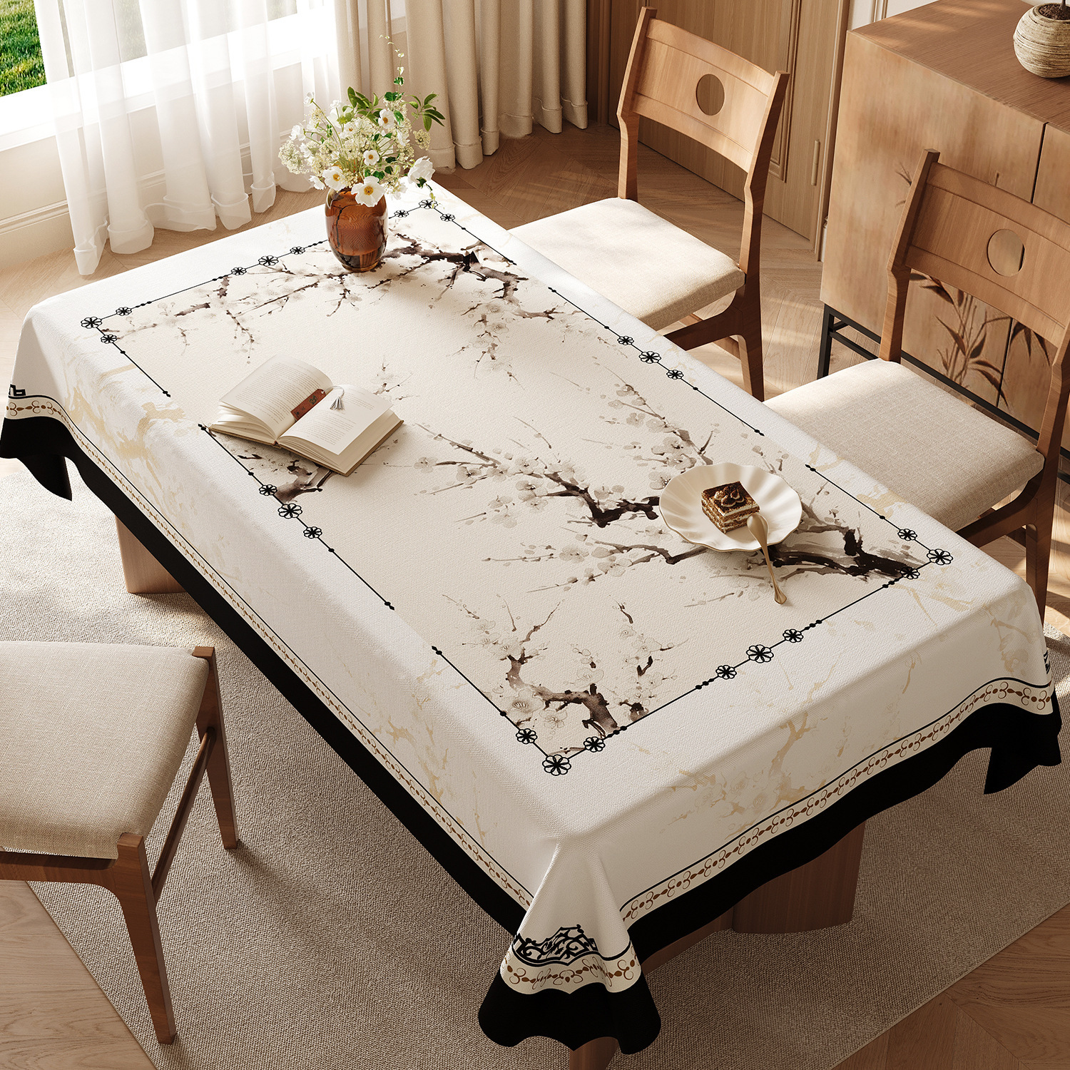 Nappe rectangulaire en PVC personnalisée, Style minimaliste frais, étanche à l'huile et sans entretien, YL-39254