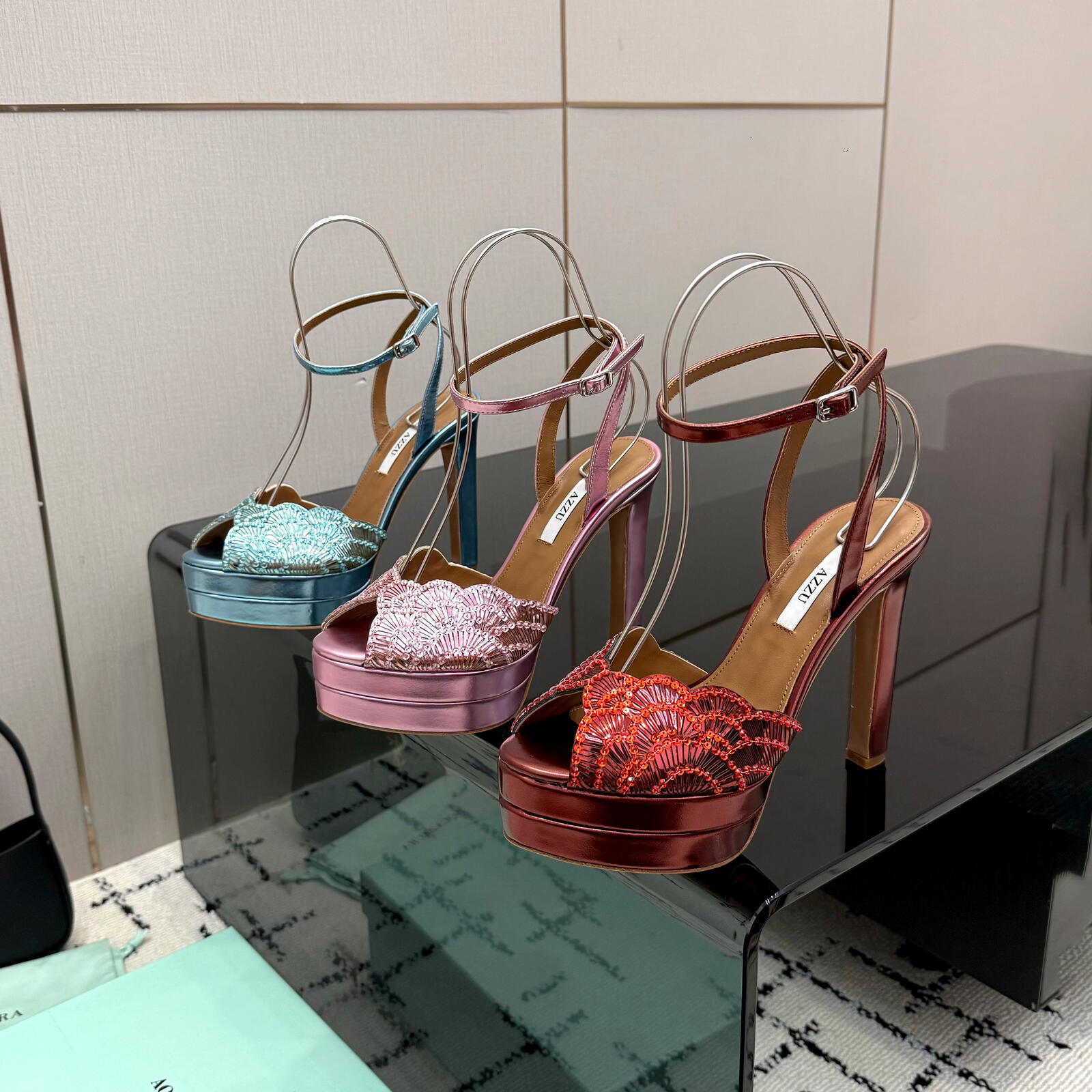 2026New Dress shoe Women heel slippers Platform Evening Fashion Sexy Sandals Summer Ankle Strap Outdoor travel Sequin Bow Wedge Party Wedding luxury