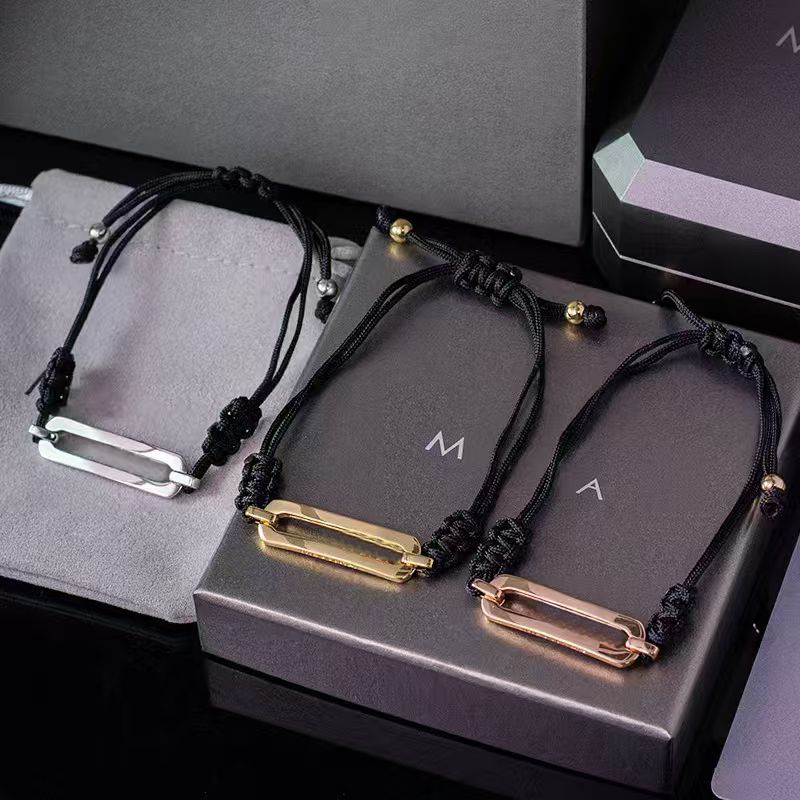 Bracelet en corde de marque, à breloques, à la mode, classique, bijoux de luxe, réglable, de styliste