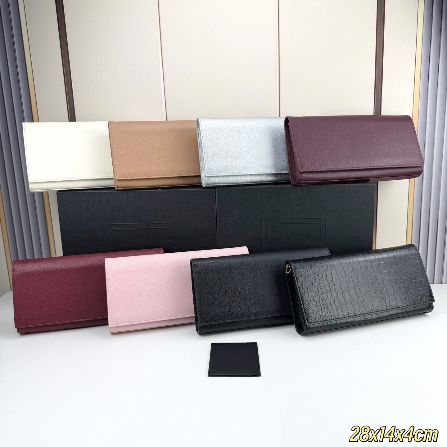 Designer Purses For Women Luxury Long Flap Clutch Bag Solid Leather Evening Handbag Multi Color Crossbody Bag Party Dinner Wallet Formal Events