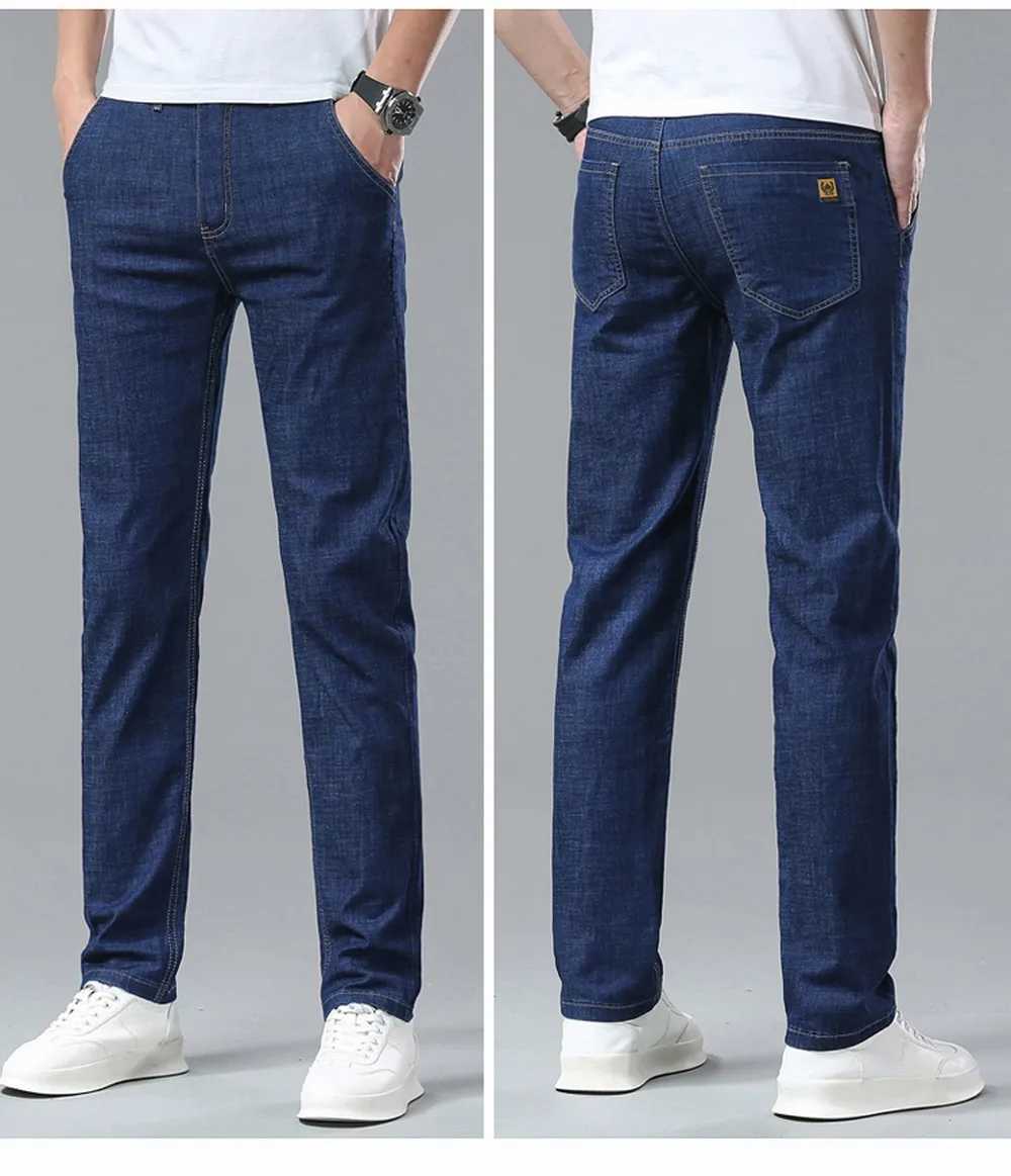 Summer Lyocell Men's Jeans Breathable Thin Casual Straight Stretch Business Work Denim Trousers Classic Fashion Brand Clothing D260927 5f