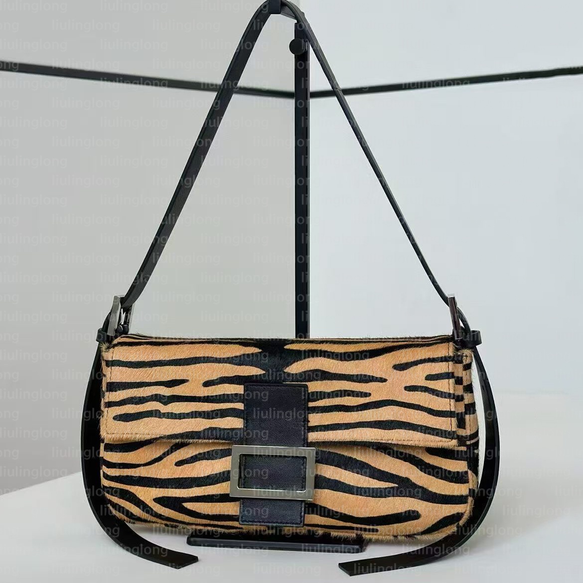 12A Tiger Print Calf Hair Flap Handbag luxury Sequin Bag Women Designer Leopard-Print Calfhair Shoulder Tote Bling Handbags underarm bag rossbody st