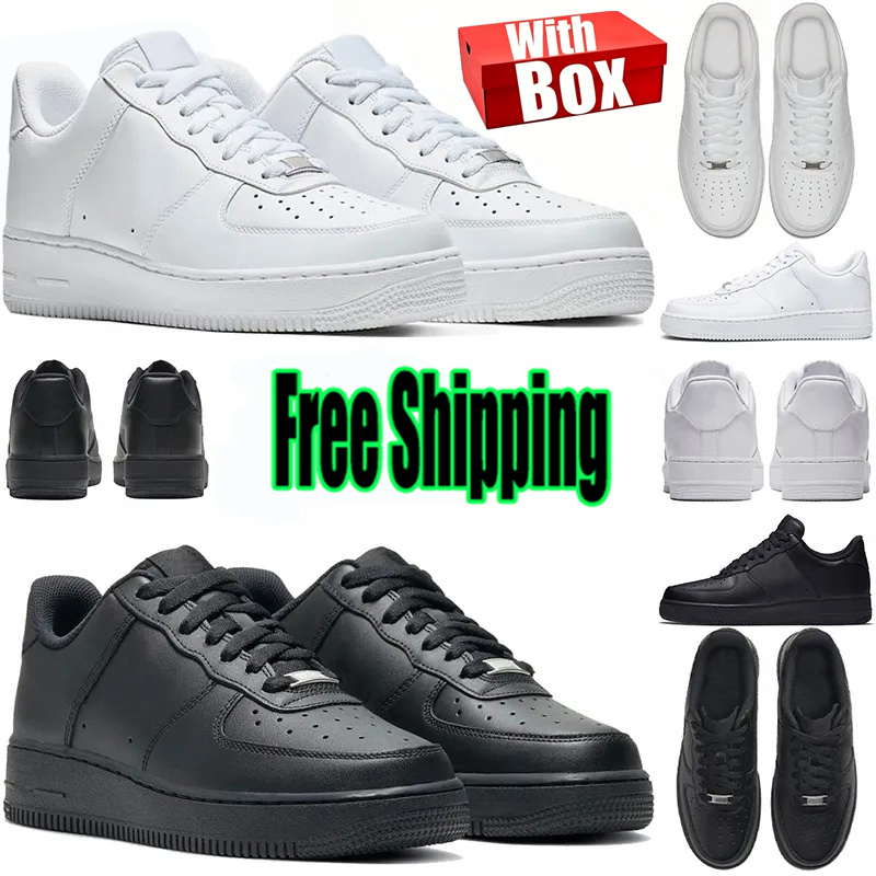 Free shipping with box one men women designer slippers Shoes airforc 1 Triple white black sandals outdoor sneakers mens trainer slides
