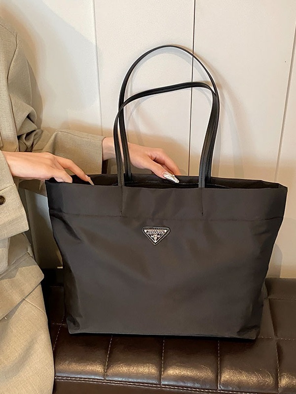 Tote Oxford Cloth Waterproof Nylon Shoulder Women Shopping Bag Black Large Capacity Lightweight