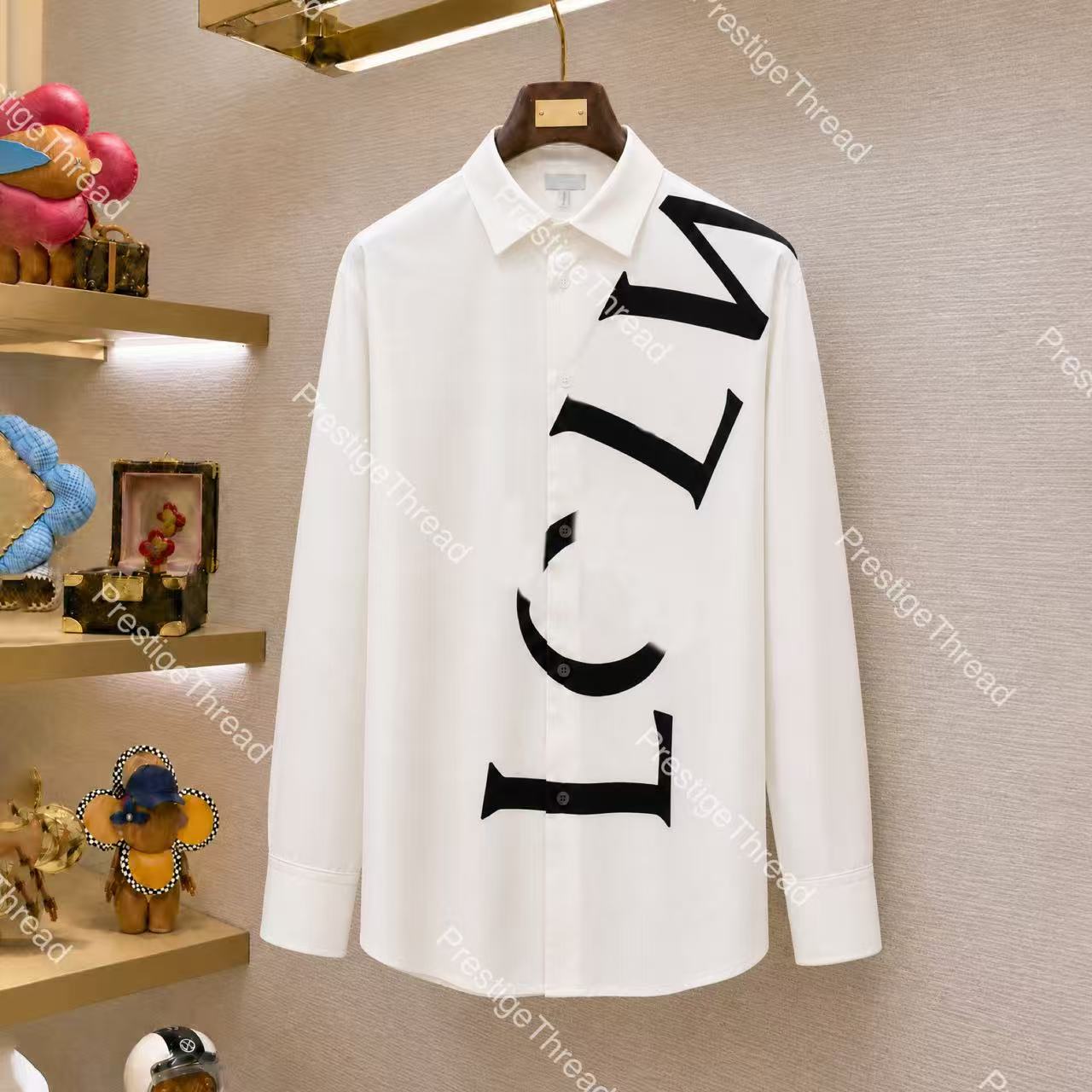 26 Early Autumn New Printed Silk Shirt Designer Men's Casual Shirts with Big Logo Letters