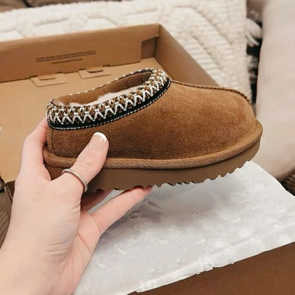 With box Kid Tazz & Tasman Slippers Kid Classic Ultra Mini Boots Warm Suede leather upper plush Lined Slip On Ankle Boots fall winter gifts for chil