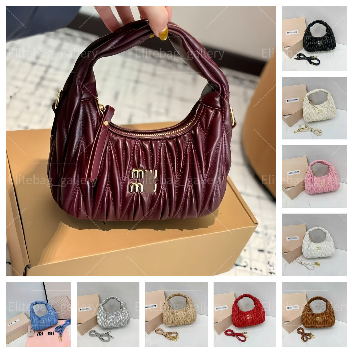 Miubag Miubag Soft Sheepskin Wander Hobo Bag Popular Item On European And American Internet Hand Held Dumpling Bag Pleated Lambskin Armpit Crossbody