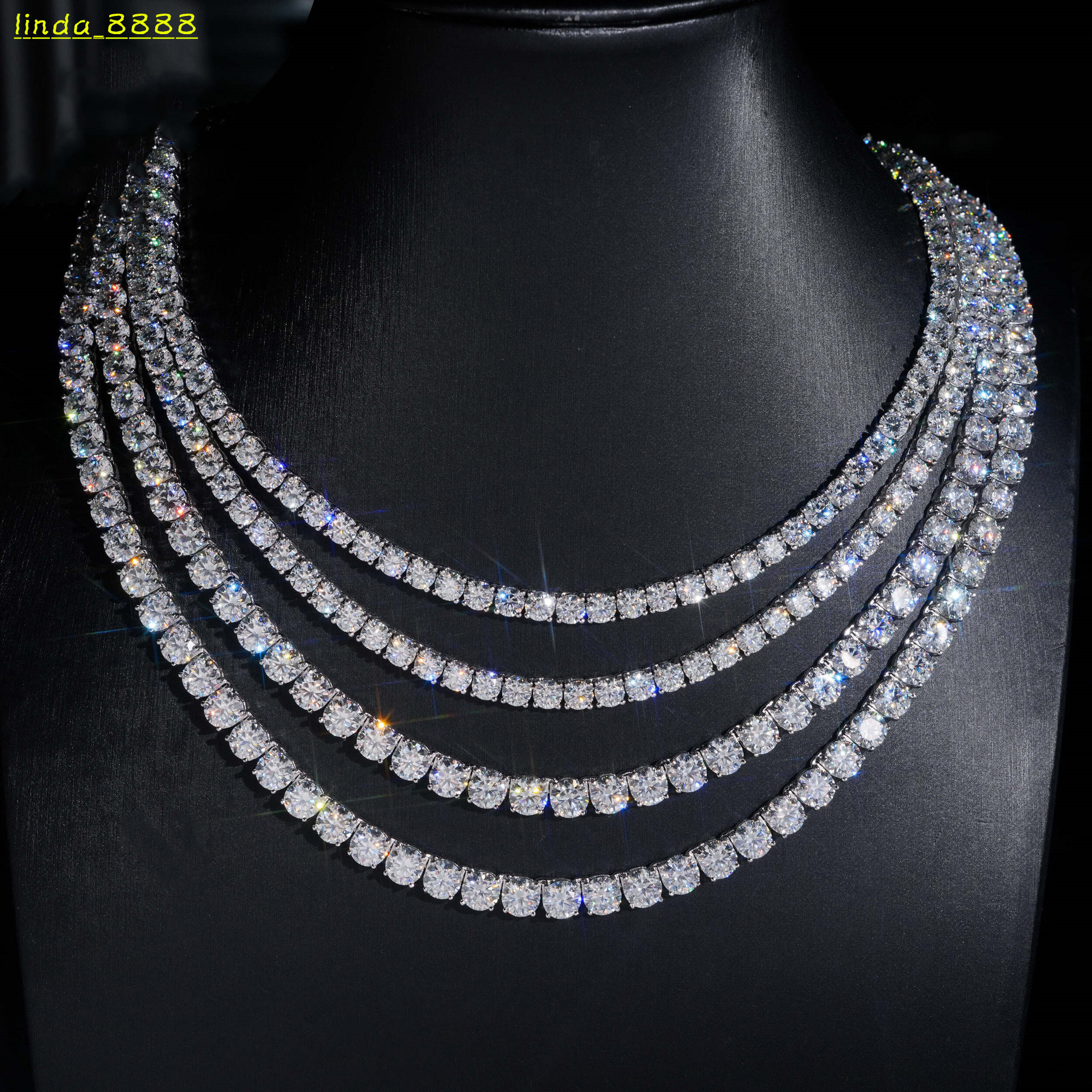 Factory Direct Sale 5mm S925 Sterling Silver D Color Moissanite Tennis Chain Premium Hip Hop Necklace