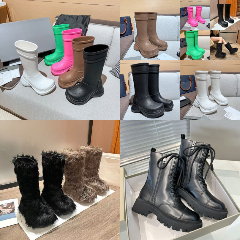 Designer Rain Boots fur Lace-Up best Quality Men Women Real Leather Half Classic Style Shoes Winter booties Fall Snow Boots Canvas Ankle Boot tops 2
