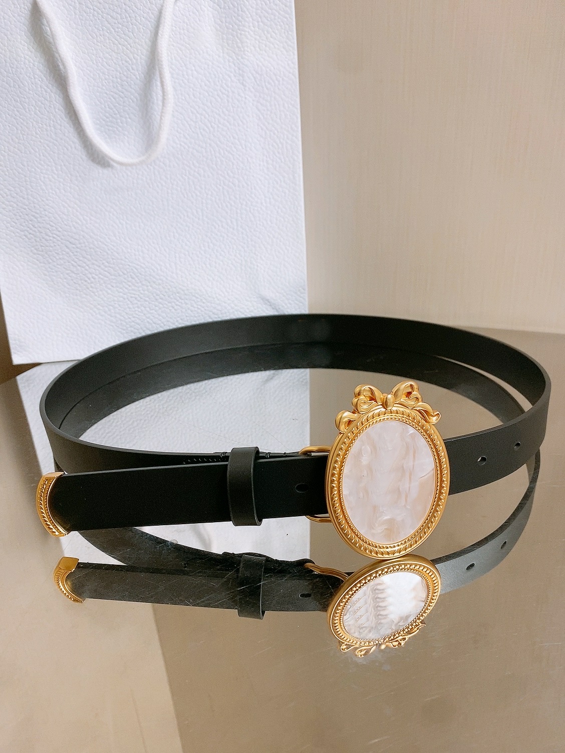 Top-grain Leather Designer Pant Belt Real Calfskin Leather New Luxury Dress Belts Gold Hardware Retro Emblem Oval Buckle Double Side First Layer