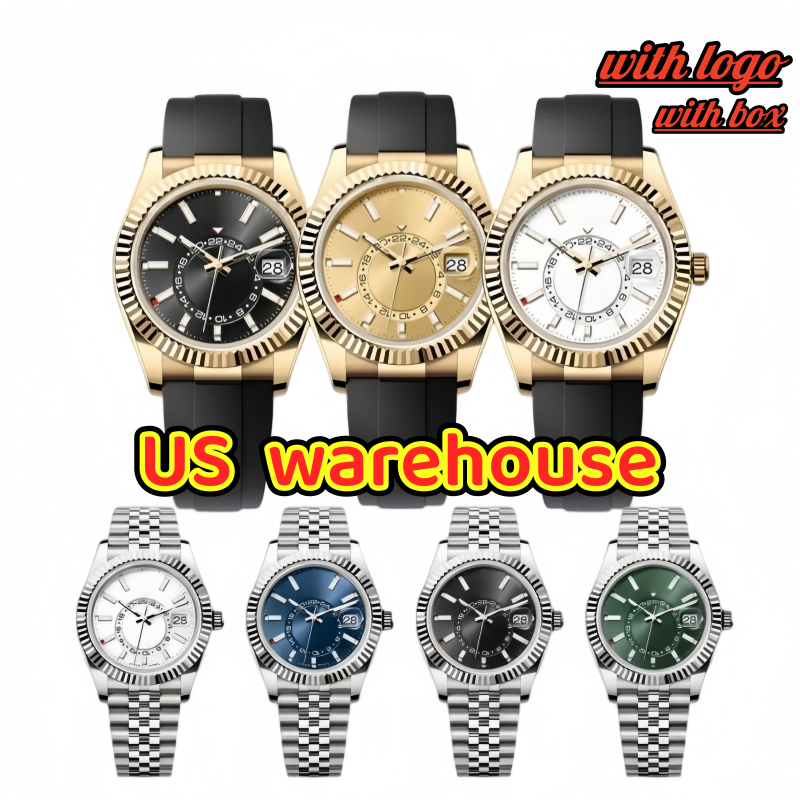 42mm Men Automatic Mechanical Watch Dual Time Zone Annual Calendar Wristwatch Fluted Bezel Rubber Band / Full Diamond Bracelet Luxury Business Dress