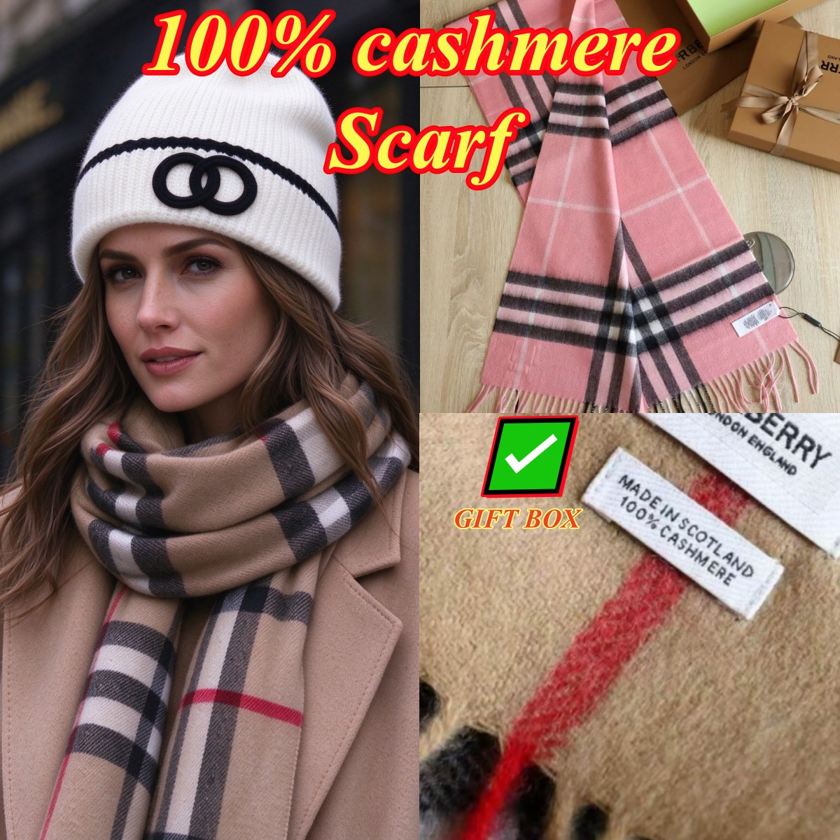 Écharpe 100% cachemire designer femmes écharpe vintage britannique écharpe à carreaux 168 * 30 cm classique sans perte écharpe automne hiver clas