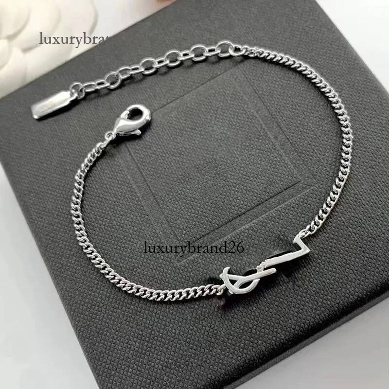 Classic luxury ysljewlery Bracelets Bangle letter Titanium steel with diamond designer for women saint bracelet gifts woman gold silver wholesale no