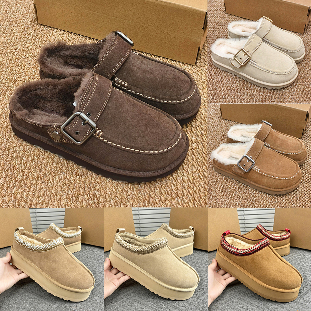 Women Goldenstar Evelina Clog Tasman Slippers Tazz mustard seed Chestnut Sand Fur Slides Sheepskin Classic Ultra Mini Platform Boot Winter Women
