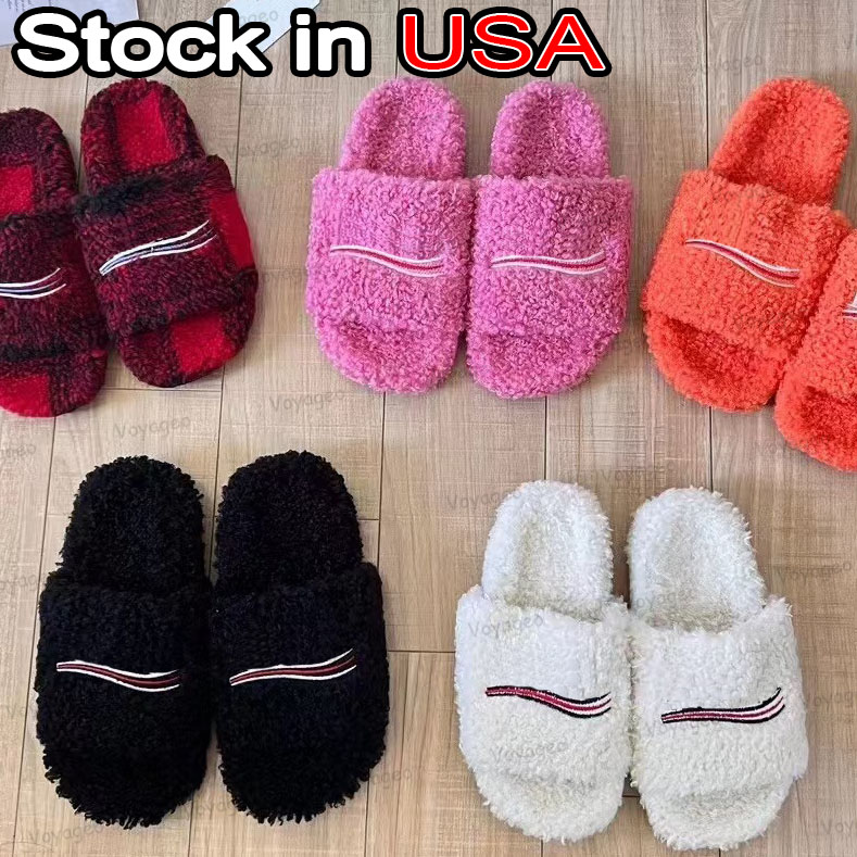 Designer Women Fur Slides Furry Slippers Mules Fall Winter Homewear Slide Men Footwear Paris Luxury Comfortable Fuzzy Flip Flop Fluffy Wool Size 35-