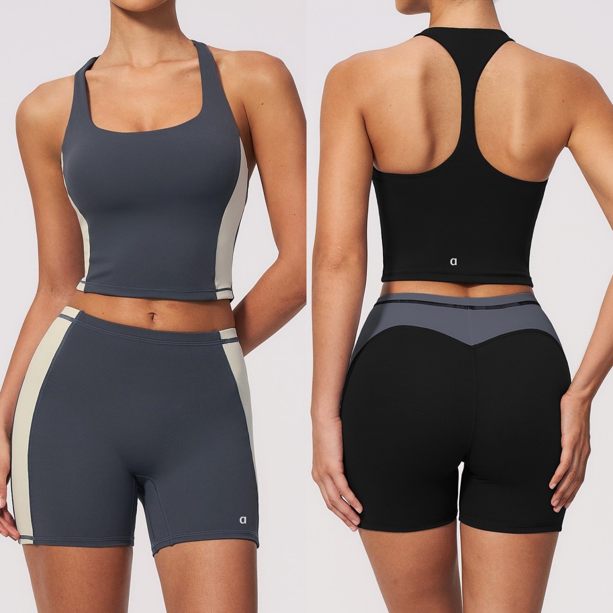 AO3016 Sports Vest with Elastic Splice for Slimming Running Training Athletic Top Tight Nude Fitness Sports Shorts with High Waist Support for La