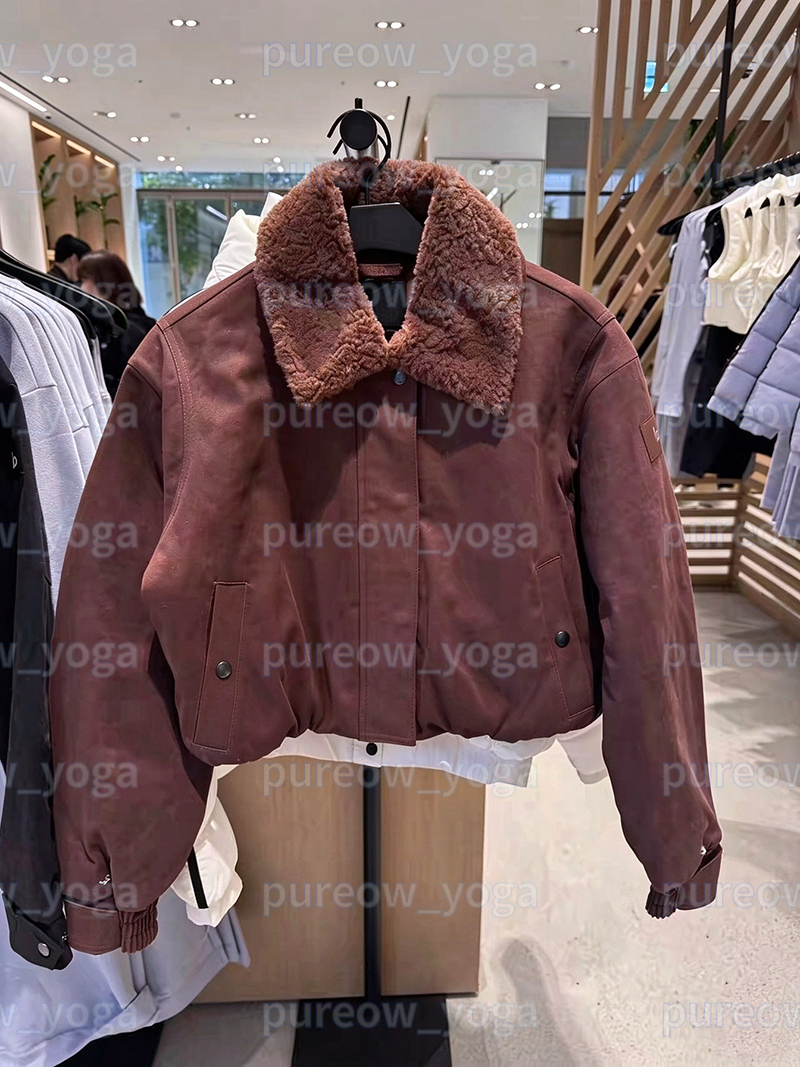 Women Jacket Down Coat American Navigator Fleece Collar Padded Bomber Jacket Winter Thickened Warm Cotton Parka Outerwear Windproof Yoga Coats