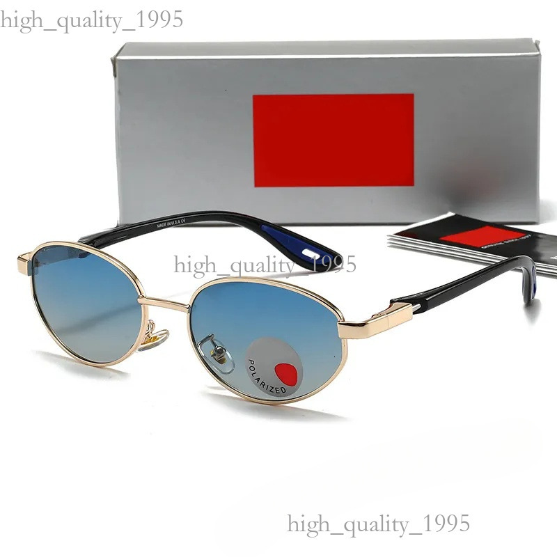 RB sunglasses Designer Classic narrow rectangular gold rimmed Y2K high end niche for men and women rayed bans glasses High quality immaculately fini