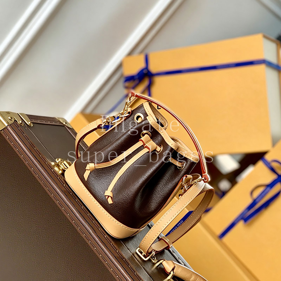Nano Noe Bucket Handbag 16*13CM Luxury Designer Bag Master Quality Monogram coated canvas Shoulder crossbody Evening Bag with Gift Box LN09A