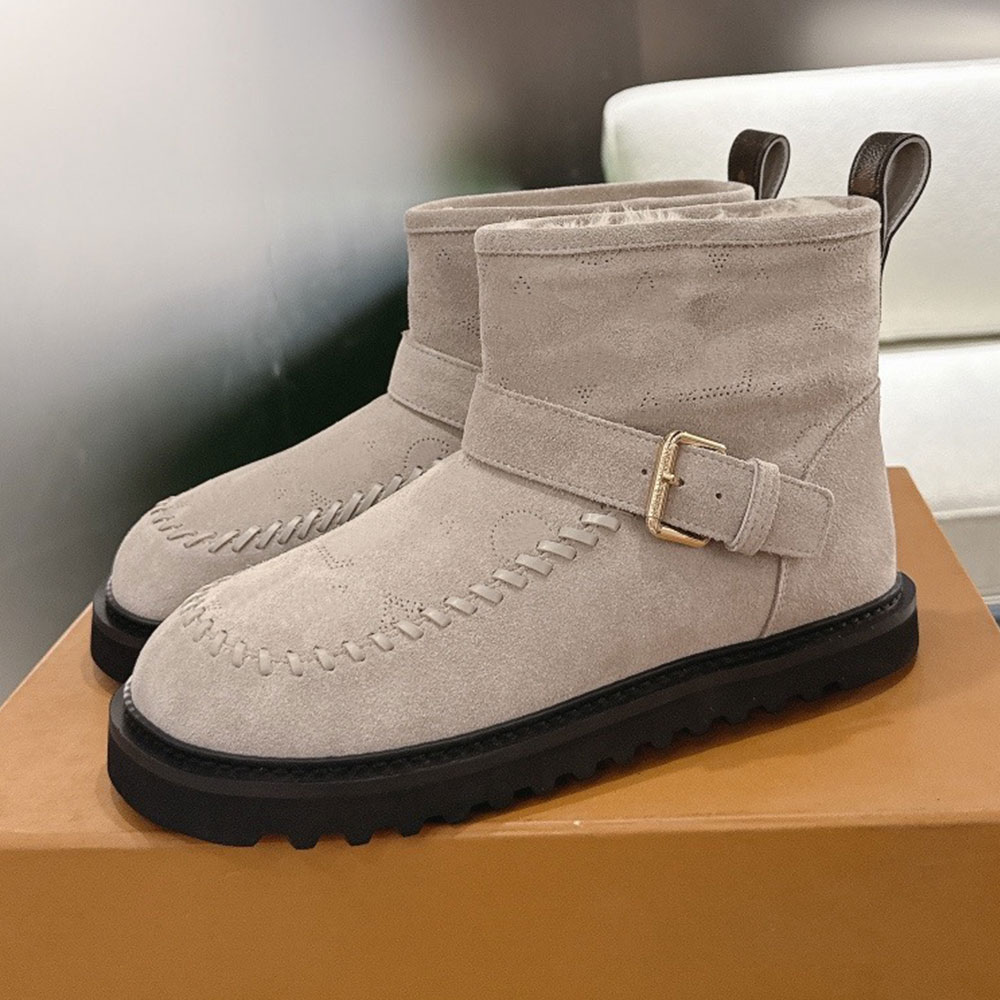 Colorado Ankle Boot Womens Designer Snow Boots 1AKXWD Brown Suede Calf Leather Ski Boots Fashion Luxury Comfort Warm Autumn Winter Boots Shearling L