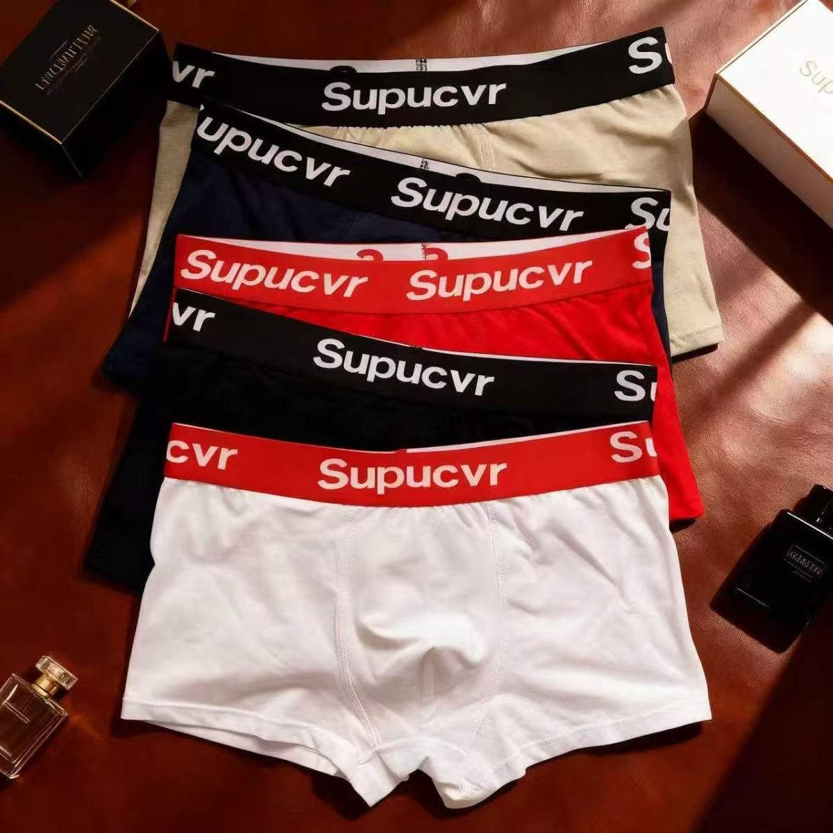 3 Pieces Sup Designer Men's New Solid Color Panties Underwear Cotton Boxer Students Youth Men's Fashion Brand Panties Underwear Boxer Shor