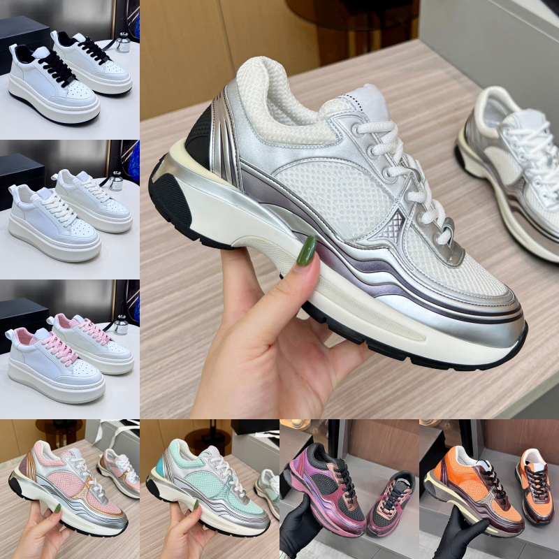 Women Casual Shoes Luxury Designer Sneaker Vintage Fashion Calfskin Suede Silver White Pink Black Green Gold Lady Platform Shoe Trainers Sneakers Jo