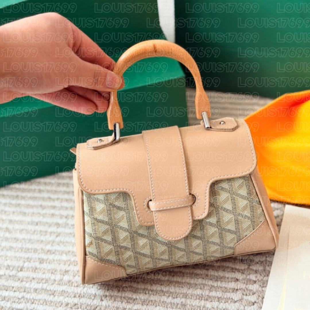 designer Luxury Wooden Handle Mini Saigon Handbag Women Retro Printed Flap Satchel Purse Casual Crossbody Shoulder Messenger Bag wallet