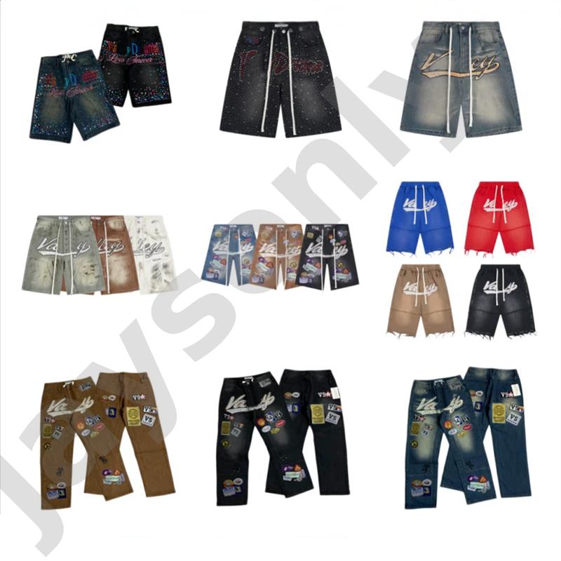 Hommes Hip Hop Denim Shorts Vintage Lavé Strass Brodé Coupe Droite Short en Jean Taille Mi-Haute Veste pour Homme Short Streetwear Décontracté po