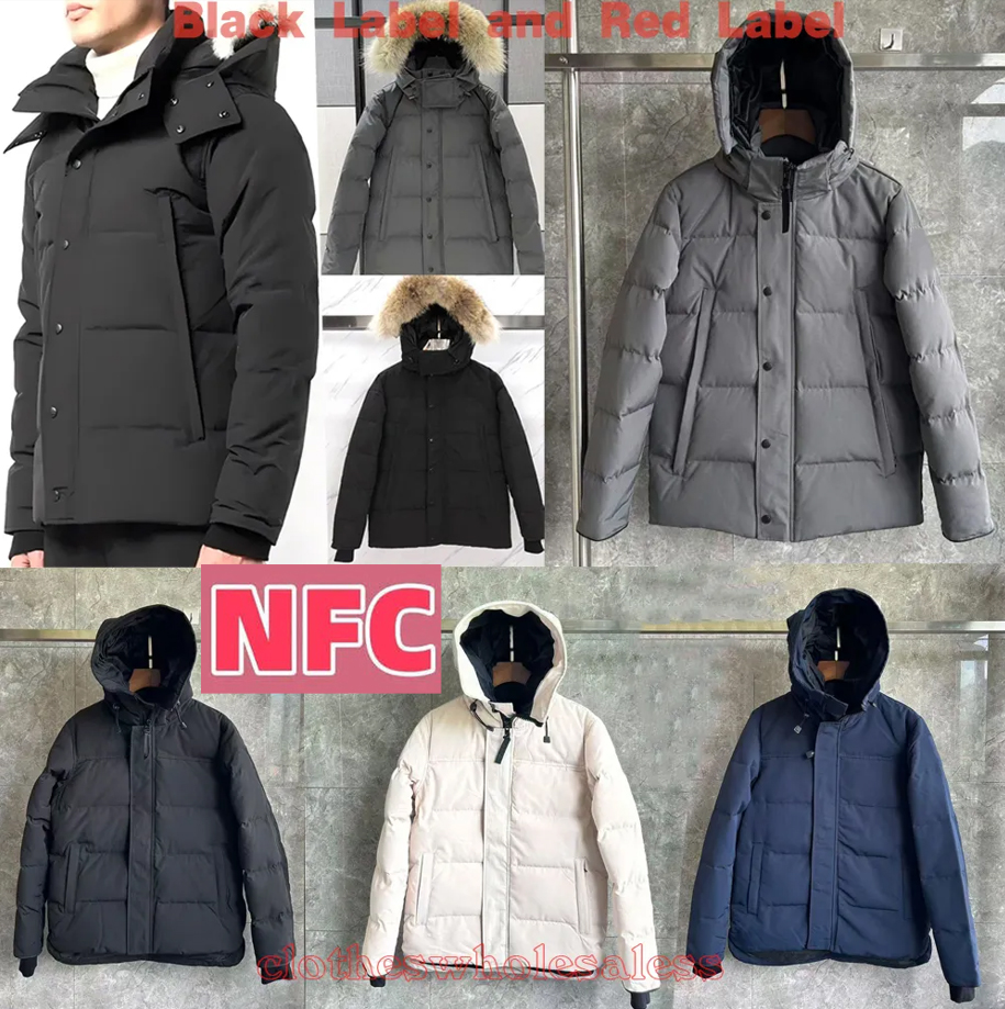 NFC mens puffer jacket Wolf fur collar with large pockets designer jacket Wyndham Parker hooded thickened coat Keep warm and windproof coat Black
